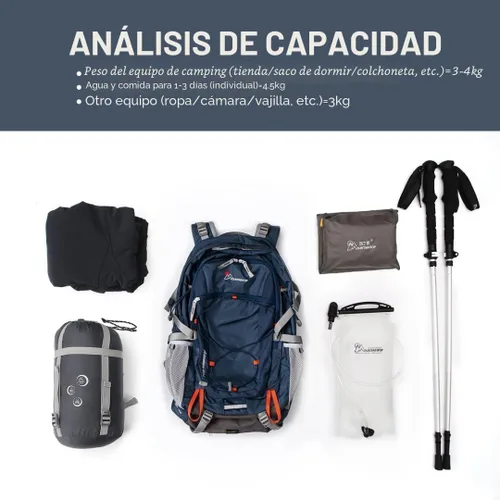 Miniatura 9 de Mochila de senderismo MOUNTAINTOP de 25 L/40 L, mochila de viaje ligera para senderismo al aire libre, camping para hombres y mujeres Azul y naranja