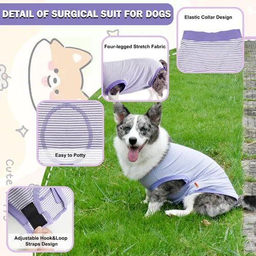 Miniatura 2 de Traje de Recuperación de Cirugía de Perro, Traje de Recuperación Quirúrgica para Perro Macho Hembra Neuter, Camisa de Esterilización Mameluco