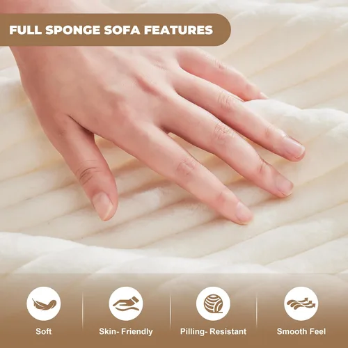 Miniatura 8 de Mangodan Sofá seccional Cloud, sofá deshuesado para sala de estar, sofá modular con asiento profundo, cómodo sofá esponjoso en forma de L con diván
