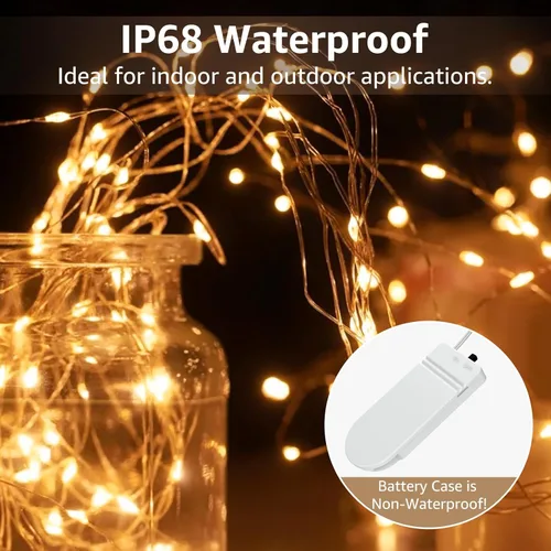 Miniatura 4 de Olafus Paquete de 16 luces de hadas blancas cálidas que funcionan con pilas, mini tira de luces de alambre de cobre de 7 pies, 20 luces LED