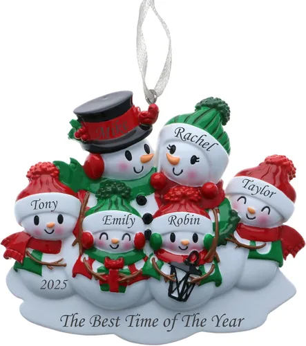 Miniatura 11 de Adorno de Navidad familiar 2025 – Adorno personalizado para familias – Adorno familiar de muñeco de nieve personalizado – Decoración de árbol