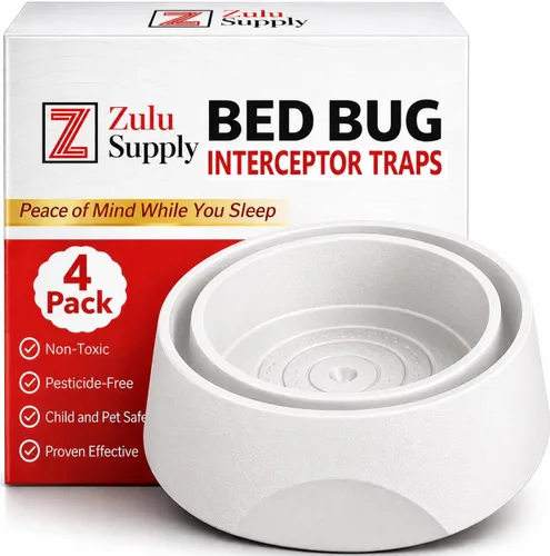 Miniatura 12 de Trampas interceptoras para insectos de cama, paquete de 4 unidades XL blancas para monitor pasivo y trampa de detección, ajuste universal para patas
