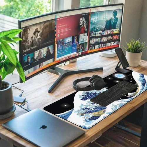 Miniatura 6 de Alfombrilla de mouse japonesa para juegos de olas marinas extendida, tamaño XXL, alfombrilla de escritorio grande de 31.06 x 11.8 pulgadas, para Sea