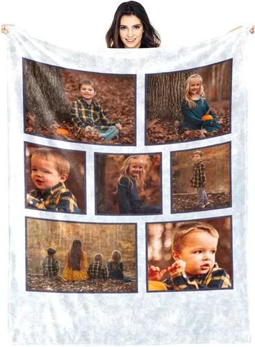 Miniatura 21 de Manta personalizada con fotos, manta personalizada con fotos para parejas, papá, mamá, niños, perros, amigos, cumpleaños, boda, Navidad, Año Nuevo