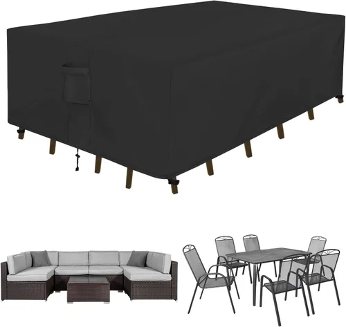 Easy-Going Funda rectangular para muebles de patio, impermeable, para mesa de comedor y silla, anti-UV, juego de fundas de sofá seccional exterior