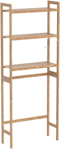 Miniatura 4 de AMBIRD Almacenamiento sobre el inodoro, organizador de baño de 3 niveles sobre el inodoro con estantes de bambú resistentes, estante de inodoro