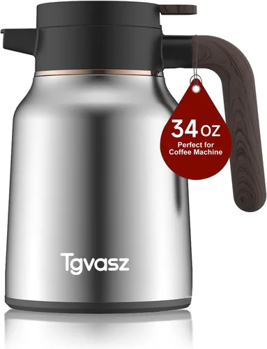 Garrafas de 34 onzas para líquidos calientes, acero inoxidable aislado al vacío jarras de café térmicas para mantener caliente, dispensador de café