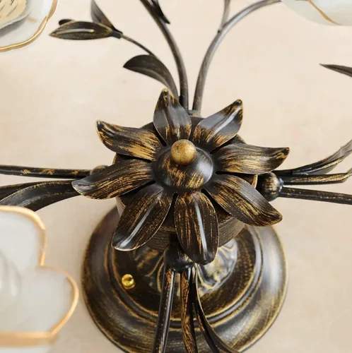 Miniatura 4 de Lámpara Antique Lámpara de techo con forma de flor retro americana, lámpara de techo semi empotrada E14*60W estilo campestre negro marrón pantallas