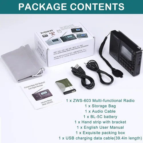 Miniatura 8 de ZHIWHIS Radio Bluetooth portátil, radios FM AM de onda corta con temporizador de sueño y función preestablecida, grabadora digital recargable