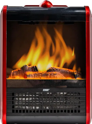 Miniatura 7 de EZ-Heat MTBNT-12 - Mini calentador de espacio para chimenea de 1,200 vatios con llama 3D realista, cuerpo que se mantiene fresco, asa de transporte