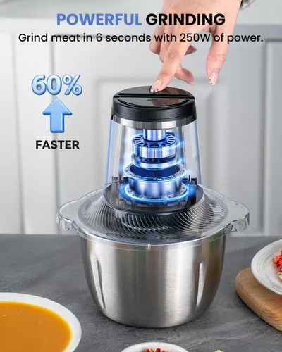 Miniatura 2 de LINKChef Food Processor, 6 Cup Mini Food Chopper, 250W Electric Meat Grinder with Stainless Steel Blades, 1.5L Compact Kitchen Processor for Meat