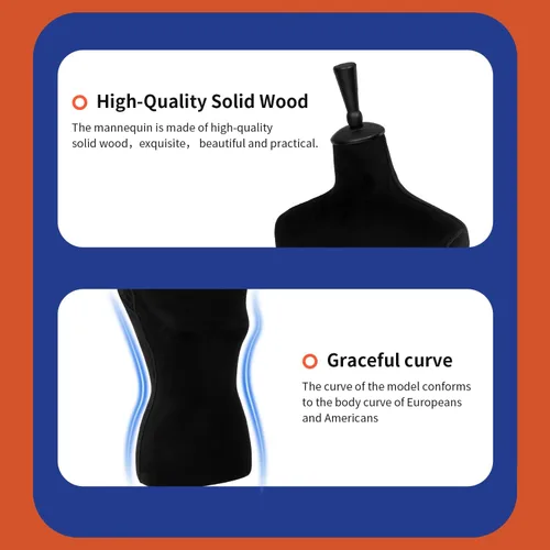 Miniatura 7 de Torso de Maniquí Forma de Vestido Altura Ajustable Maniquí Femenino Modelo de Exhibición Cuerpo de Torso Soporte Trípode Formas de Ropa