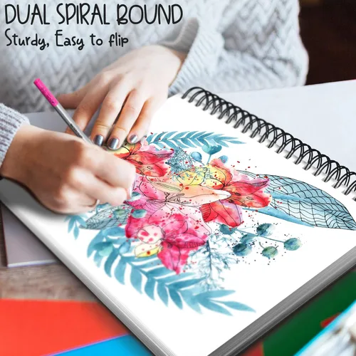 Miniatura 6 de Bloc de bocetos de papel blanco de alta calidad, 9 x 12 pulgadas, 100 hojas (68 libras/3.53 oz/m²), cuaderno de bocetos con espiral para marcadores