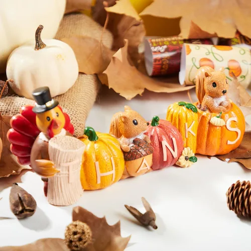 Miniatura 5 de JOYIN Decoración de mesa de pavo de calabaza de Acción de Gracias, figuras de pavo de resina, decoración de Acción de Gracias, mesa de cosecha