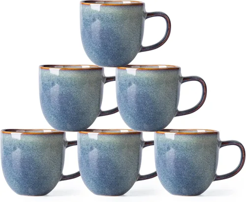 Miniatura 13 de AmorArc Tazas de café de 12 onzas, juego de 6 tazas de café de cerámica para hombre, mujer, papá, mamá, tazas de café modernas con asa para café