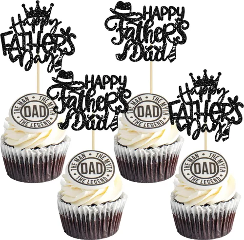 Miniatura 20 de 36 adornos para cupcakes con purpurina azul para el Día del Padre, el mejor papá de la historia, #1 Dad Love Papa Cake Pick Decoraciones para Feliz