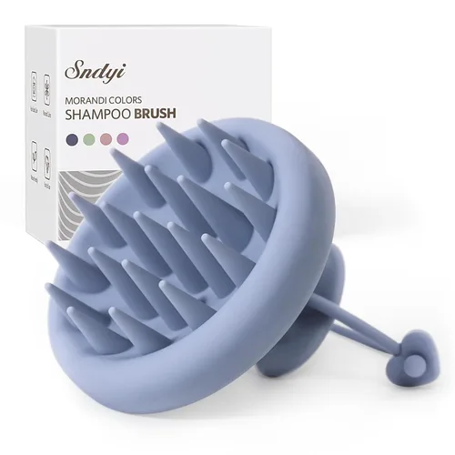 Sndyi - Cepillo de champú y masajeador de cuero cabelludo de silicona, limpiador de cabello con cerdas de silicona suave, exfoliador del cuero