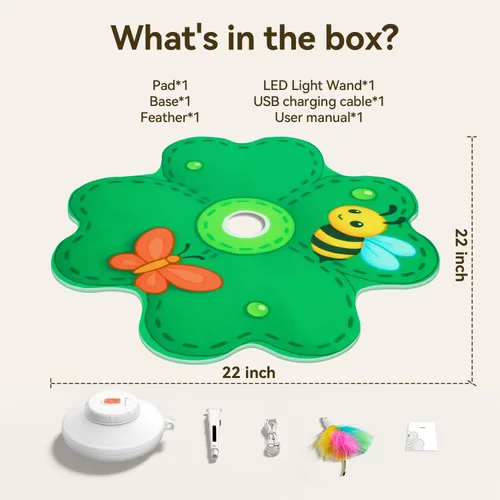 Miniatura 8 de FEELNEEDY Juguetes recargables para gatos, juego interactivo de escondite 2 en 1, juguete de gato con punto LED rojo móvil, plumas ocultas, juguetes