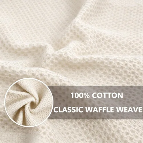 Miniatura 4 de QUILTINA Kitchen Dish Cloths 6 Pack, 12 x 12 Inches, 103% Cotton Waffle Weave Dish Towels, Super Absorbent Quick Drying, Beige