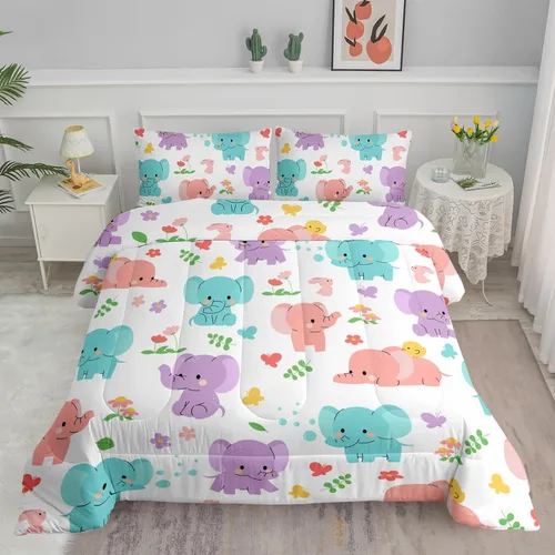 Miniatura 12 de Axolotl Juego de edredón Kawaii de tamaño individual, ropa de cama de animales lindos para niñas y niños, edredón colorido de dibujos animados
