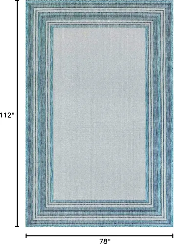 Miniatura 2 de Liora Manne Carmel - Alfombra tejida de perfil bajo de fácil cuidado para interiores y exteriores, color aguamarina, 6 pies 6 pulgadas x 9 pies 4