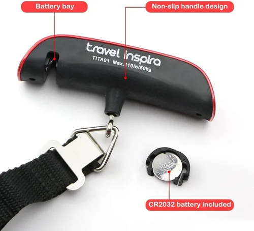 Miniatura 4 de Travel Inspira Báscula digital de equipaje con pantalla LCD de alerta de sobrepeso, 110 libras 110.2lbs de acero inoxidable