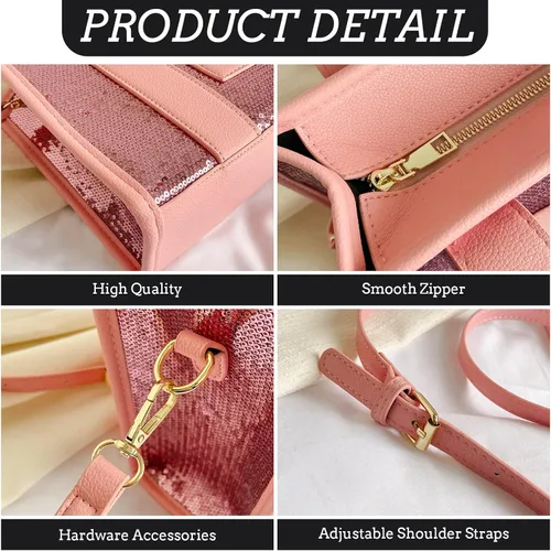 Miniatura 3 de JQAliMOVV The Tote Bag para mujer, bolso de mano de cuero brillante, bolso cruzado de moda con asa superior para viajes de trabajo