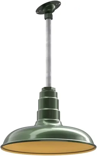 Miniatura 30 de Steel Lighting Co. Malibu - Lámpara colgante Montaje en techo Domo de 14 pulgadas vástago de 12 pulgadas Estilo de granja de acero Rojo