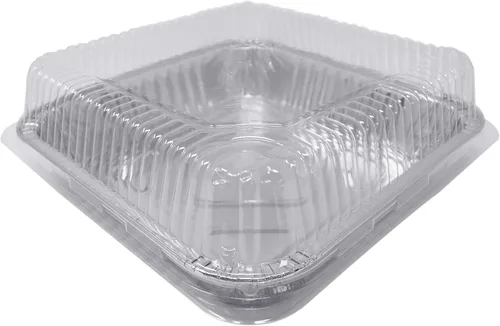 Miniatura 7 de Fig & Leaf Paquete de 35 moldes cuadrados para hornear pasteles de 8 x 8 pulgadas con tapas de cúpula de plástico, latas de papel de aluminio