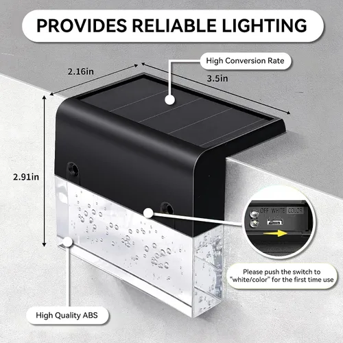 Miniatura 4 de SUNFACE Paquete de 4 luces solares para escalones para exteriores, impermeables, luces LED brillantes con 2 modos de iluminación, blanco cálido y 7