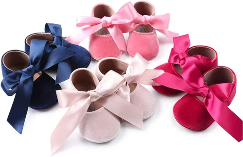 Miniatura 2 de Mary Jane - Zapatos de princesa para bebé, zapatos planos para niñas que ya caminan con suela de goma antideslizante y moño