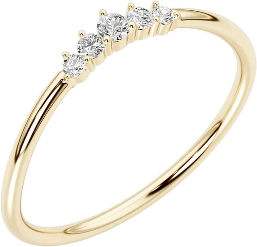 Peora Anillos apilables minimalistas de diamantes cultivados en laboratorio en plata esterlina chapada en oro amarillo de 14 quilates, tamaños 5 a 9