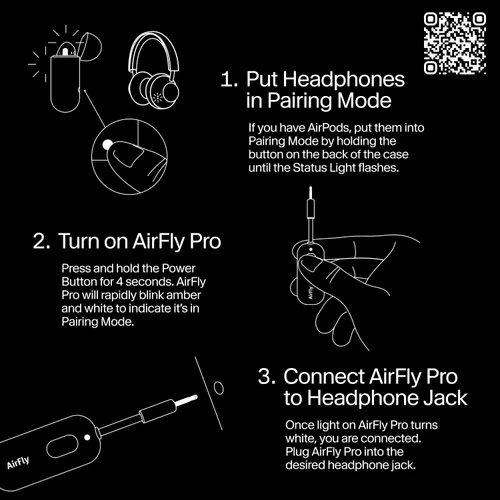 Miniatura 9 de Twelve South AirFly Pro - Transmisor/receptor de audio inalámbrico Bluetooth para hasta 2 AirPods/auriculares inalámbricos; uso con cualquier Negro