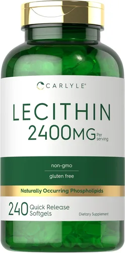 Carlyle Suplemento de lecitina | 2400 mg | 240 cápsulas de gel suave | con fosfolípido natural | Sin OMG, sin gluten