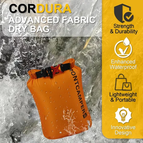 Miniatura 2 de CORDURA Bolsa seca impermeable de 3 litros – Saco resistente IPX6 con silbato de supervivencia para kayak, camping, navegación, playa – Mochila seca