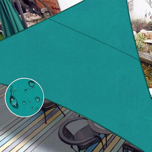 LOVE STORY Toldo Vela de Sombra Solar Triangular Impermeable de 10' x 10' x 14' Pies Azul Turquesa Toldo Resistente a UV para Patio Exterior Jardín