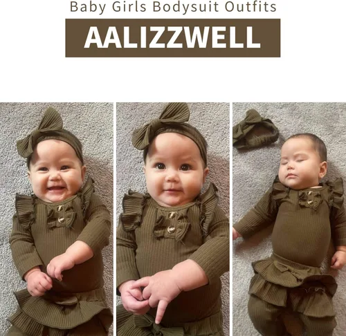 Miniatura 2 de Aalizzwell Preemie - Conjunto de ropa para bebé recién nacido traje acanalado para otoño e invierno