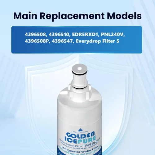 Miniatura 3 de GOLDEN ICEPURE 4396508 Filtro de agua para refrigerador, repuesto para filtro EveryDrop 5, 4396510, EDR5RXD1, Whirlpool 4396508, 4396510, 4392857