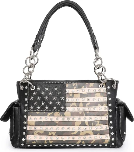 Montana West Bolso patriótico con tachuelas para mujer, bolso de mano con bandera estadounidense y bolso cruzado