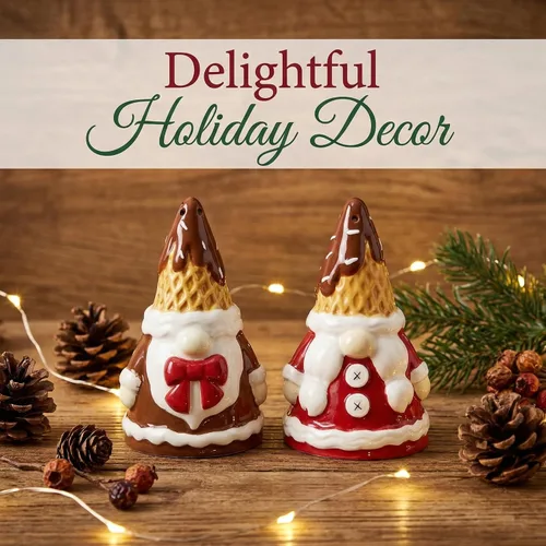 Miniatura 3 de Young's Inc Salero de Navidad, juego de condimentos S/P de gnomo de cacao y galletas, juego de sal y pimienta de cerámica, decoración moderna