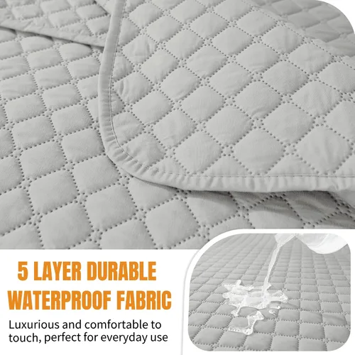 Miniatura 3 de XINEAGE Funda para Reclinable Resistente al Agua, Fundas para Reclinable Loveseat de 2 Asientos con Bolsillos, Funda Protectora para Reclinable Gris