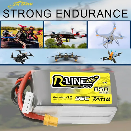 Miniatura 5 de Tattu Batería Lipo R-Line de 850mAh 4s 95C 14.8V con enchufe XT30