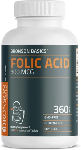 Miniatura 3 de Bronson El ácido fólico 800 MCG apoya el desarrollo prenatal, sin OMG, 360 tabletas