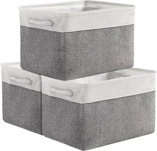 Miniatura 93 de TheWarmHome Contenedores de almacenamiento para estantes, tamaño mediano, 3 unidades, 13.8 pulgadas de largo x 9.8 pulgadas de ancho x 6.7 pulgadas