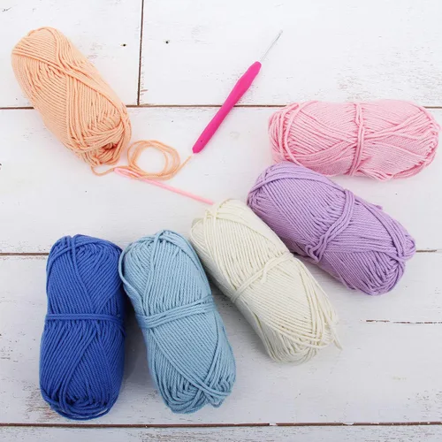 Miniatura 20 de Threadart Crochet - Juego de hilo de algodón 100 % puro, colores de ambiente de playa, paquete de 4 madejas cada una de 1.76 onzas, hilo de estambre