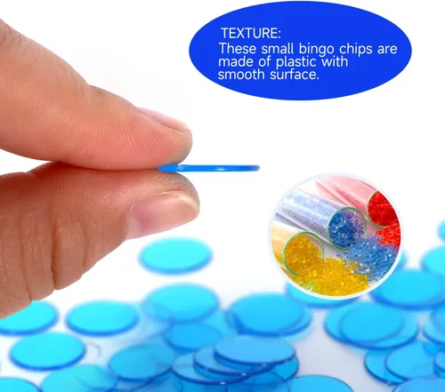 Miniatura 3 de GSE Games & Sports Expert Blue Bingo Chips, 500 fichas de conteo transparentes de alto contraste de 3/4 pulgadas para juegos de bingo, fiestas Azul