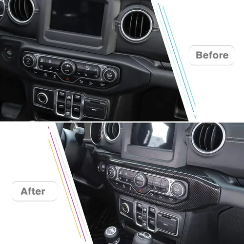Miniatura 7 de JeCar Cubierta de panel de interruptor de aire acondicionado compatible con Jeep Wrangler 2018-2023 JL JLU y Gladiator JT 2020-2023, textura