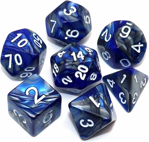 Miniatura 8 de Juego de dados DND de brillo azul y rojo para juegos de rol de Calabozos y Dragones, Warhammer, D&D, juegos de mesa, dados poliédricos Rojo mezclado