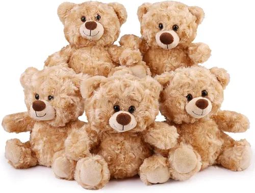 BenBen Oso de peluche, paquete de 5 ositos de peluche pequeños de 8 pulgadas a granel, juguete de peluche peludo, decoración de Pascua para baby