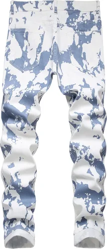 Miniatura 2 de Jeans ajustados elásticos para hombre, pantalones casuales con estampado de moda, cómodos, con cintura flexible